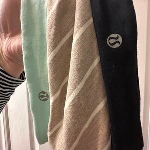 Lululemon Headbands Trio - Mint, Tan Stripe, Black